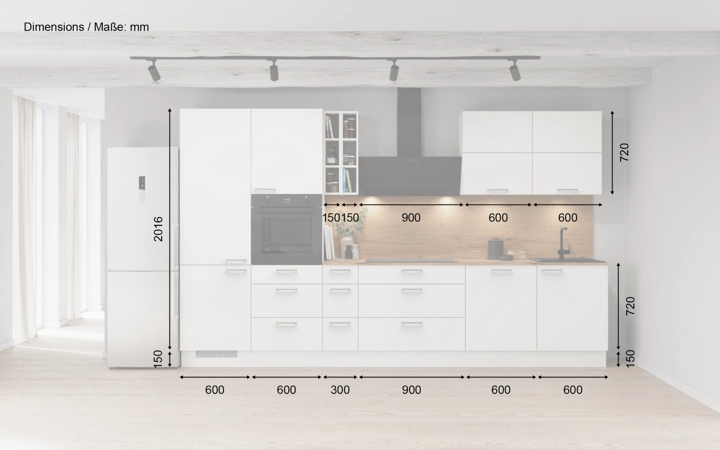 Meine Küche Küchen-Zeile 360 cm Planung 8 5